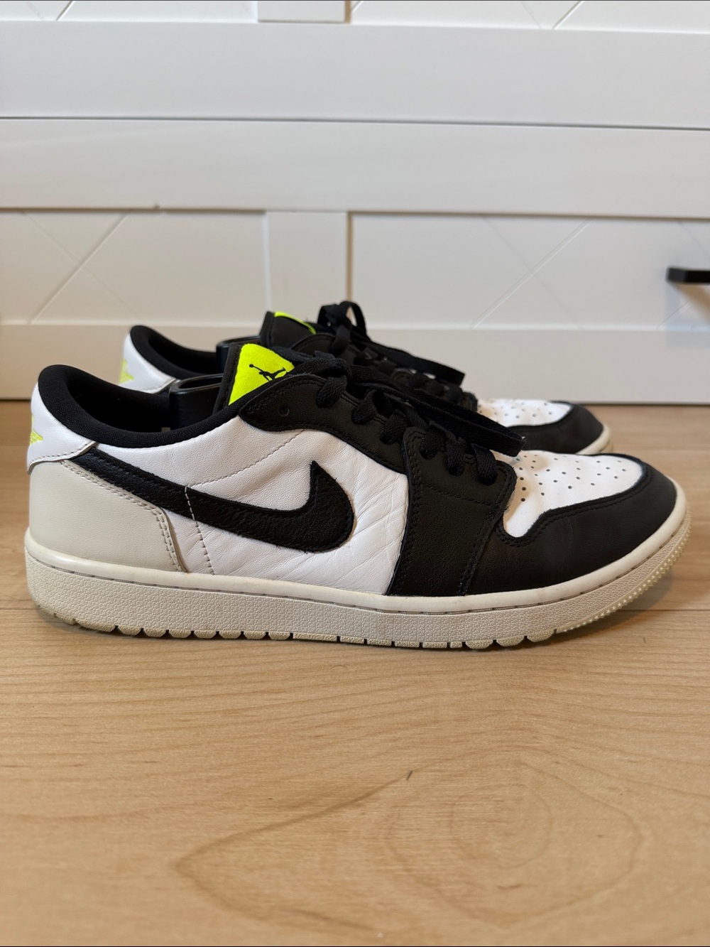 Nike Jordan Golf Shoes Black & White with Neon Yellow Accent